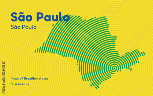 Map of the Brazilian State of Sao Paulo with San Paulo as the Center, Circular Spiral pattern.  