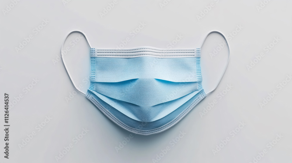 An isolated medical mask or surgical earloop face mask.