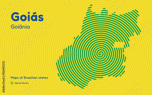 Map of the Brazilian State of Goiás with Goiânia as the Center, Circular Spiral pattern. 