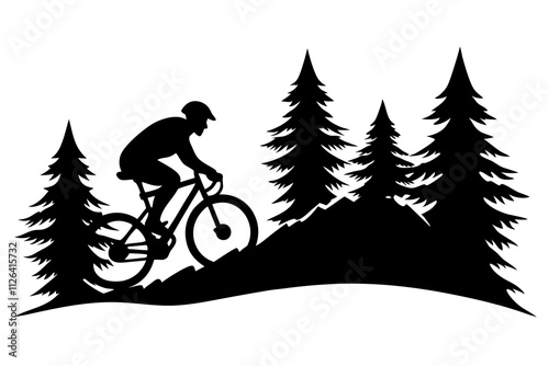 Mountain biker silhouette. vector illustration.