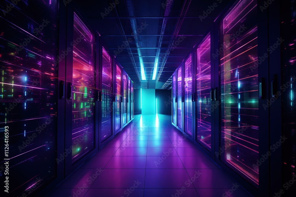 Fototapeta premium Close up of network ethernet cables plugged into switch 