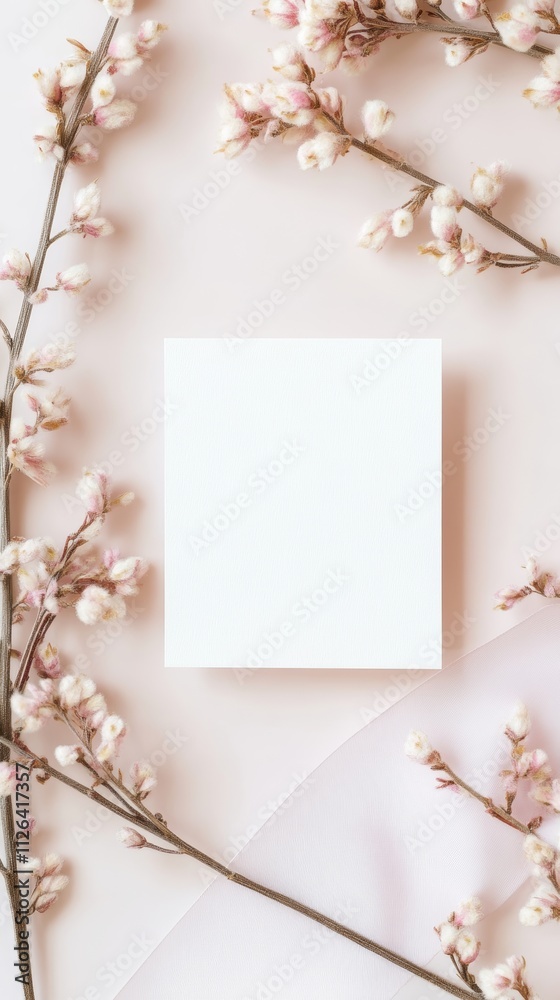 Light and Airy Square Greetings Card with Pastel Pink Accents for Birthday or Invitation Designs Generative AI Light and Airy Square Greetings Card with Pastel Pink Accents for Birthday or Invitation Designs Generative AI