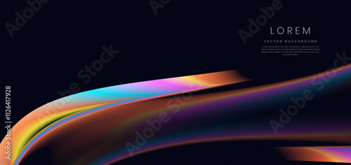 Colorful wave and light on black background.