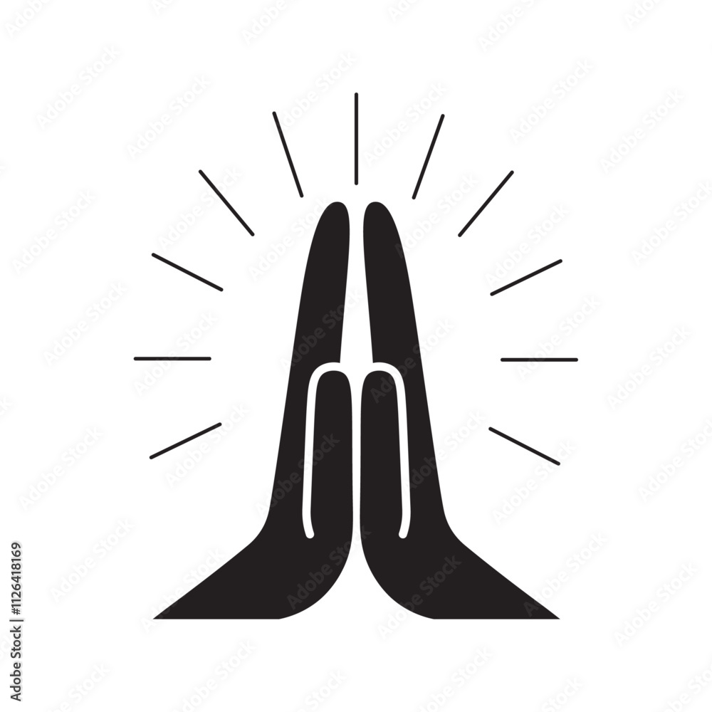Obraz premium vector flat icon of praying hands