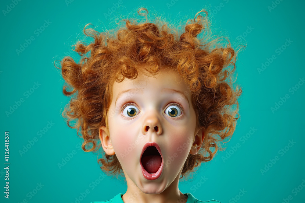 A little boy with curly hair and a surprised look on his face A little boy with curly hair and a surprised look on his face