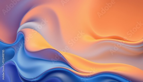 Wallpaper Mural Abstract Fluid Waves in Blue and Orange Hues Torontodigital.ca