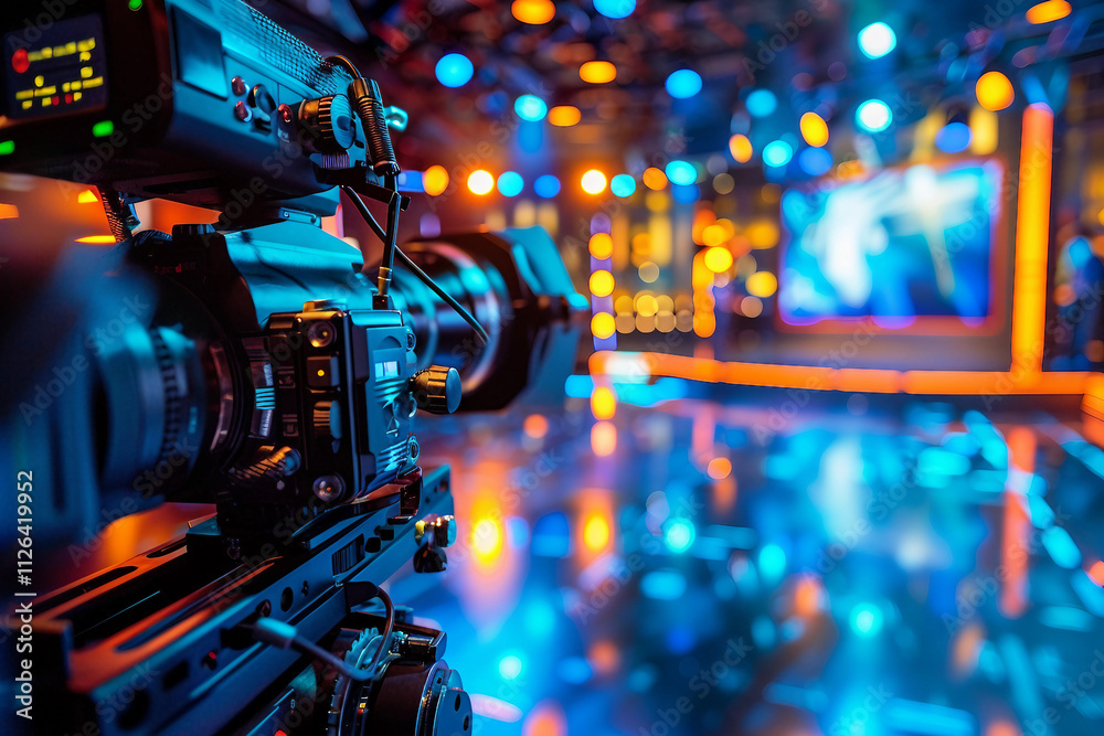 Generative AI Modern TV Studio for News with camera Reporting and Live Show Generative AI Modern TV Studio for News with camera Reporting and Live Show