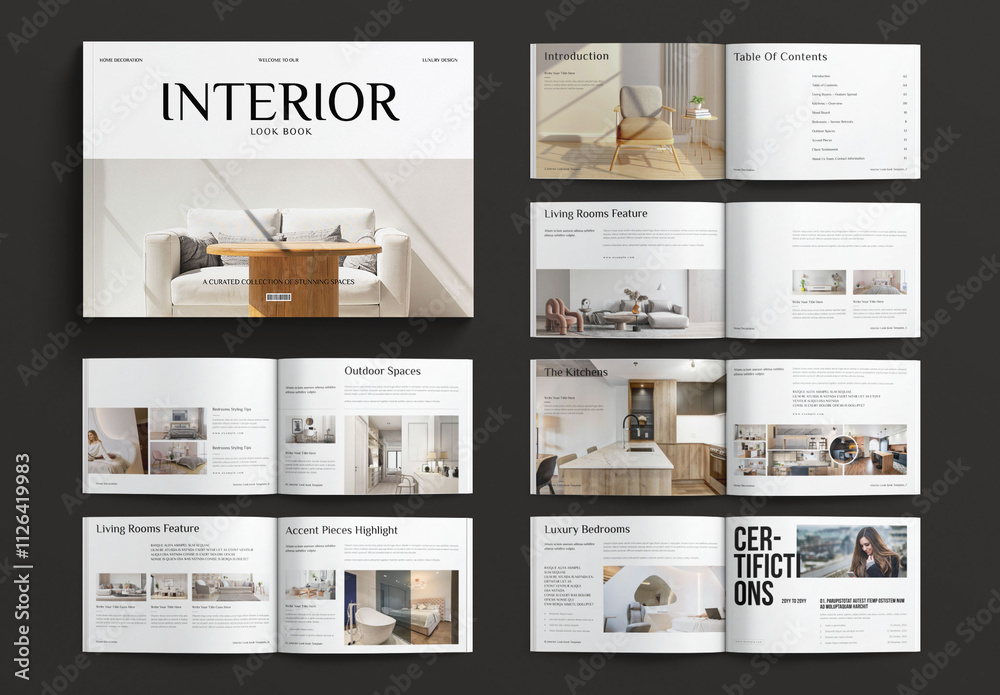 Interior Lookbook Template Design Brochure Layout Landscape Stock ...