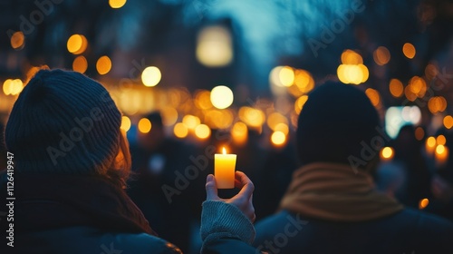 Vigil, two people holding candles at night.