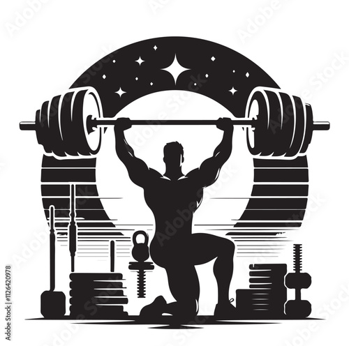 Barbel, Dumbbell silhouette vector illustration