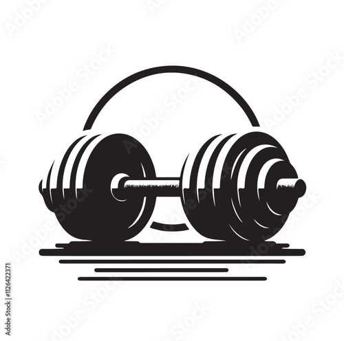Barbel, Dumbbell silhouette vector illustration