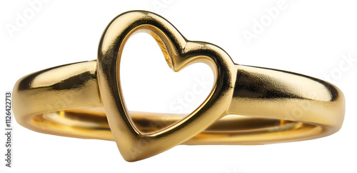 heart shape gold ring. isolated on a transparent background, PNG.