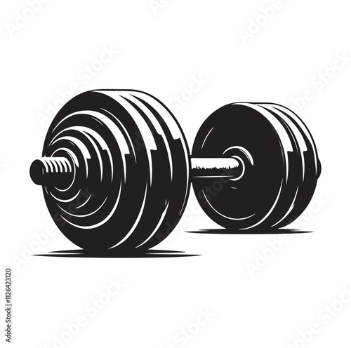 Barbel, Dumbbell silhouette vector illustration