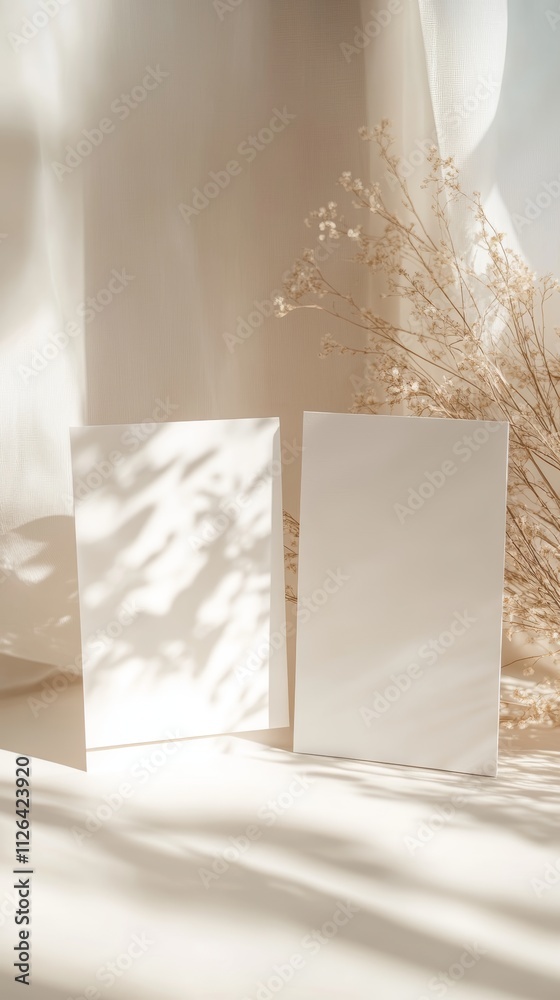 Blank Invitation Card Mockup with Dark Green and Cream Background for Wedding or Party Invitations Generative AI Blank Invitation Card Mockup with Dark Green and Cream Background for Wedding or Party Invitations Generative AI