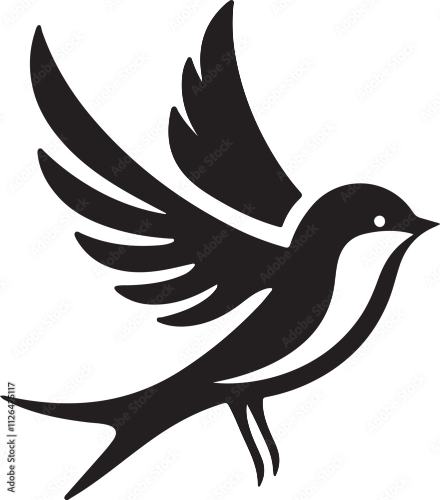 Obraz premium Bird silhouette vector illustration. black and white silhouette of a bird collection.