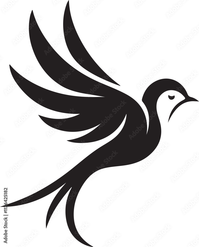 Obraz premium Bird silhouette vector illustration. black and white silhouette of a bird collection.