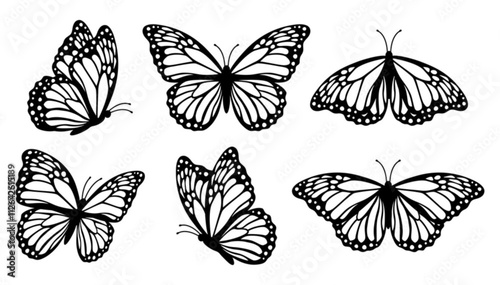 set of butterflies