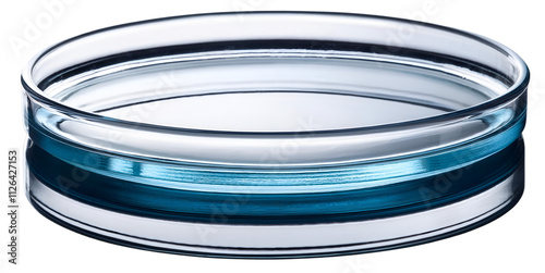 Laboratory test glass container. isolated on a transparent background, top view, PNG.