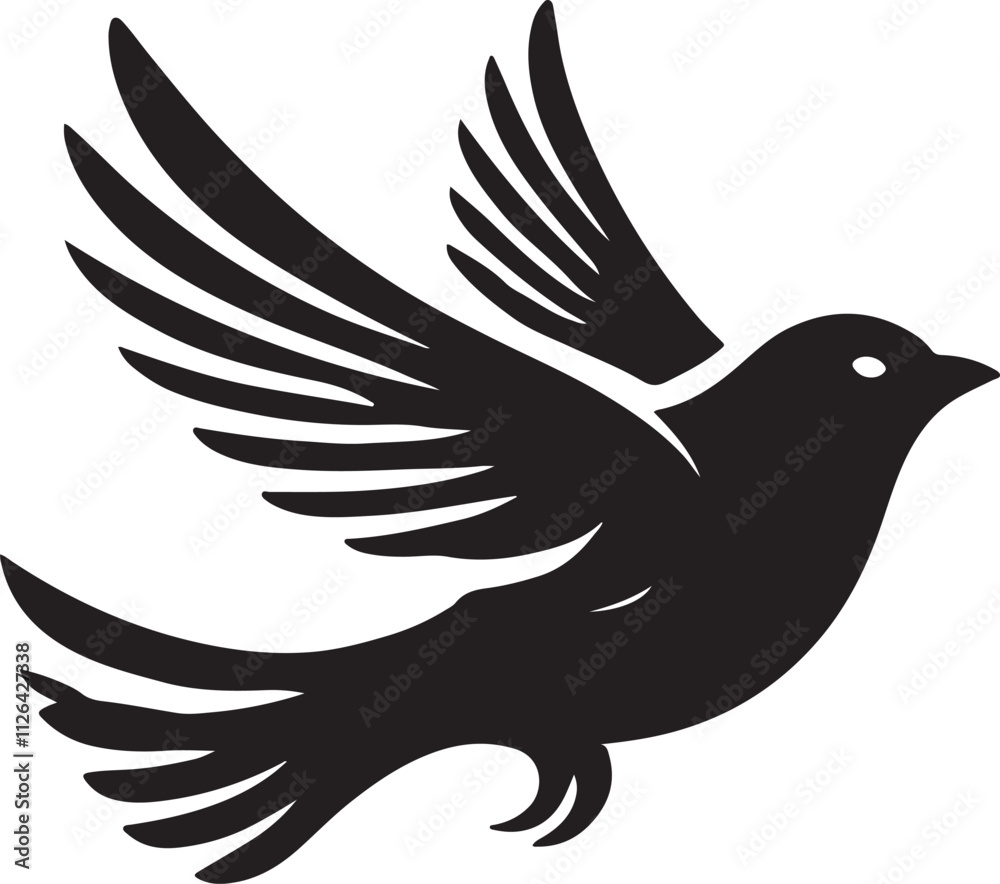 Obraz premium Bird silhouette vector illustration. black and white silhouette of a bird collection.