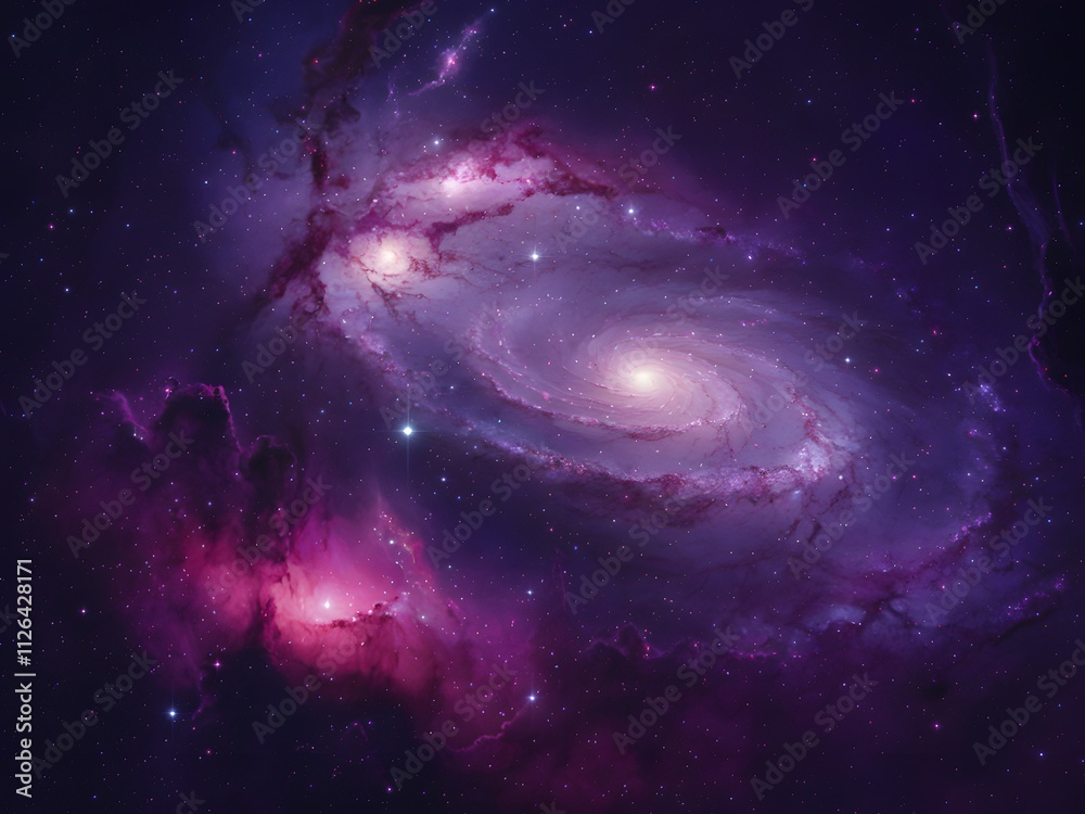 vibrant cosmic scene with swirling galaxies. vibrant cosmic scene with swirling galaxies.