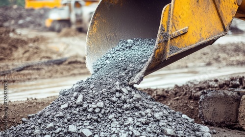 Steelmaking process closeup with a steel slag dumping from a converter in an industrial factory setting showcasing heavy machinery. photo