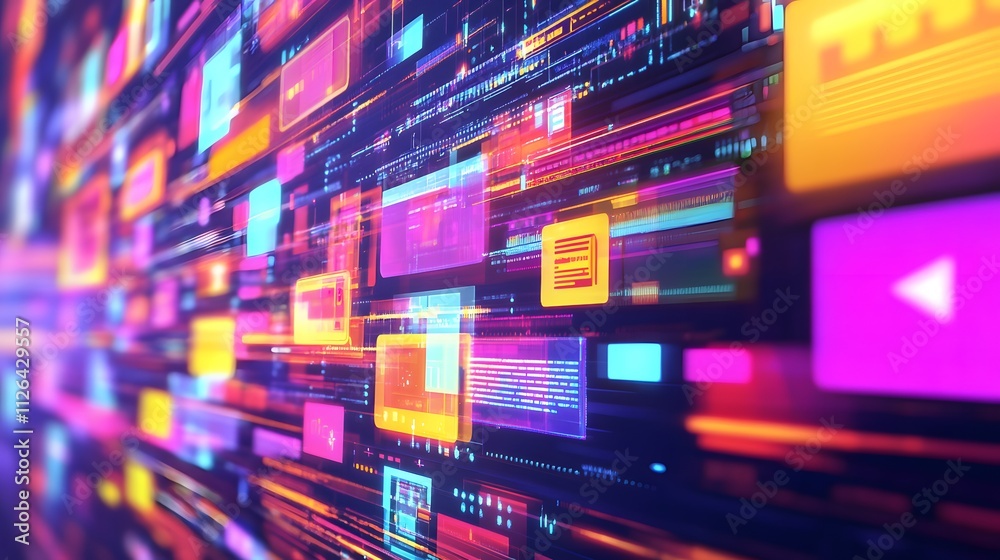 Obraz premium 18. A bright and colorful digital advertising concept featuring various online ad formats