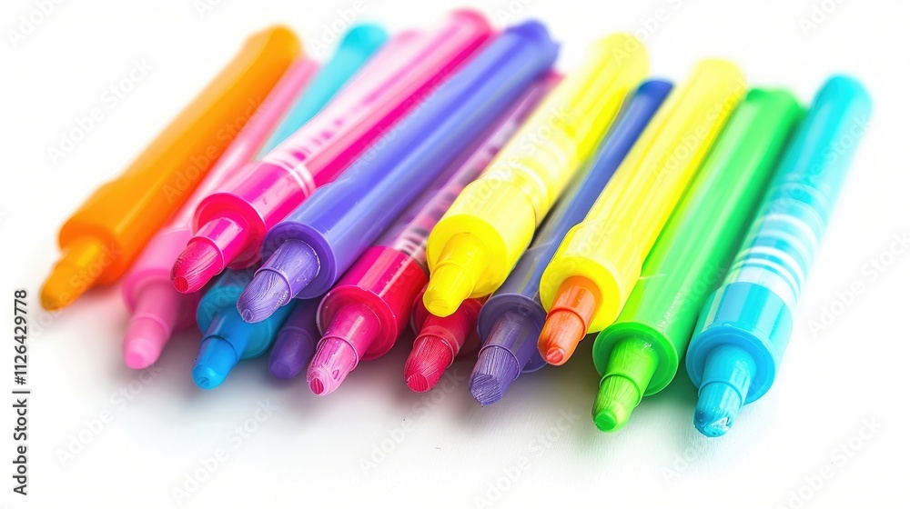 A colorful set of highlighters, isolated on a white background A colorful set of highlighters, isolated on a white background