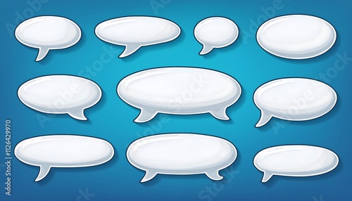 Cartoon speech bubble set for comic book, dialog, communication, and message design