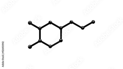 Dopamine molecular structure, black isolated silhouette