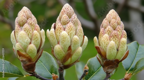 Tree buds emerging in early spring showcasing vibrant growth and potential before blooming into beautiful flowers. photo