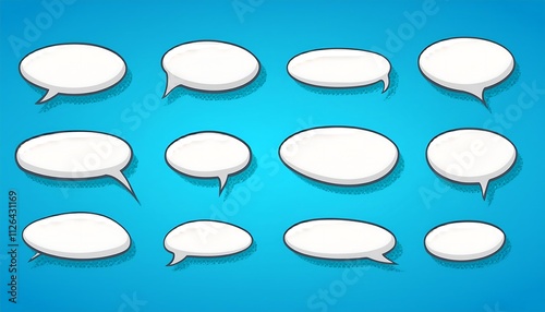 Cartoon speech bubble set for comic book, dialog, communication, and message design