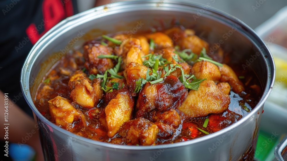 Ayam Masak Kicap Traditional Malaysian Dish in Canned Food Presented at Local Market in Serdang Selangor Ayam Masak Kicap Traditional Malaysian Dish in Canned Food Presented at Local Market in Serdang Selangor