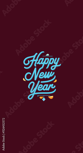 Minimalist Flat Color 'Happy New Year' Typography Designs
 photo