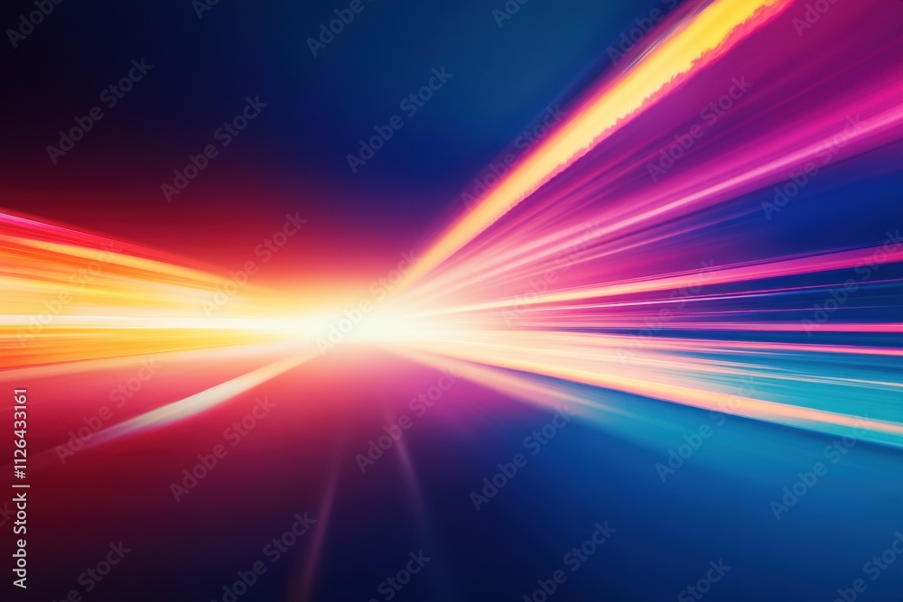 A colorful, blurry image of a road with a bright yellow line A colorful, blurry image of a road with a bright yellow line