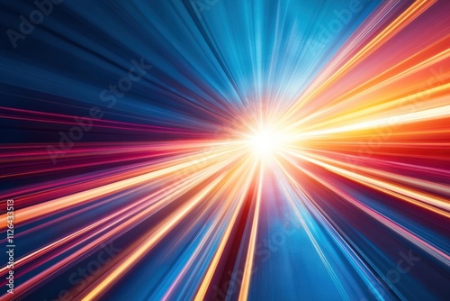 A bright light is shining through a blue and orange sky