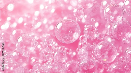 Abstract pink bubbles resembling biological cells viewed under a microscope, creating a textured backdrop, ideal for biology and medical themes, scientific imagery, healthcare backgrounds.