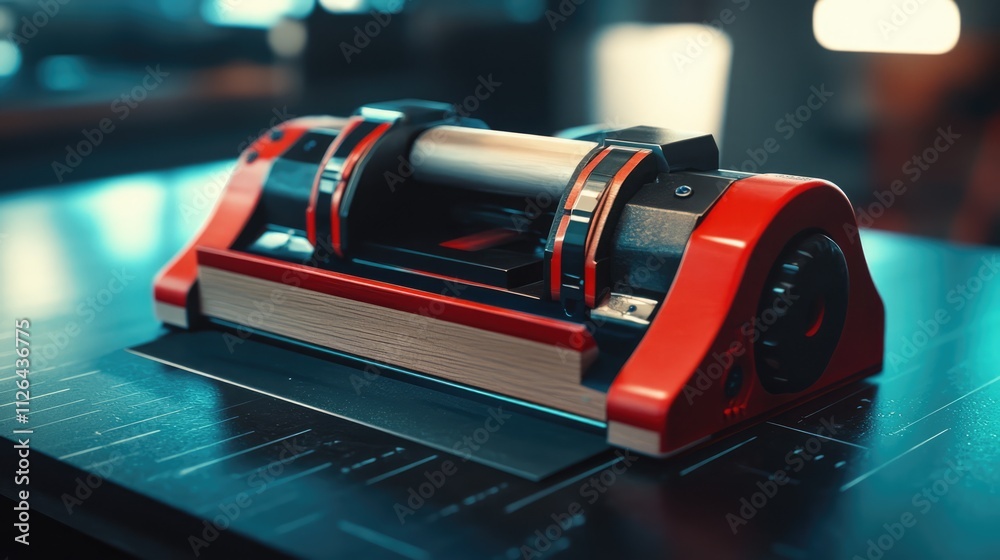 Obraz premium modern wood planer tool with sleek design on workbench in workshop setting