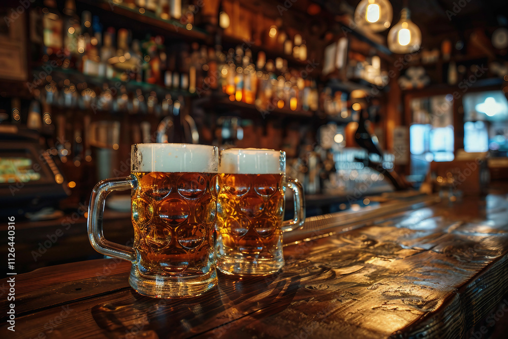 Ai generated photo of happy people enjoying weekend friday in pub Ai generated photo of happy people enjoying weekend friday in pub