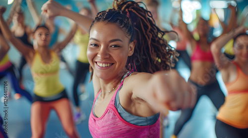 Enthusiastic Zumba Class In Action: Vibrant Energy and Diversity