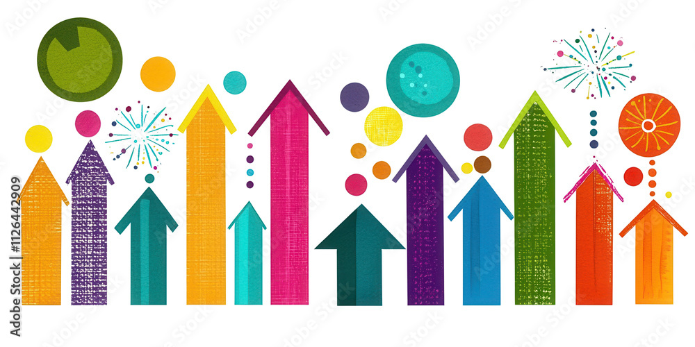 Fototapeta premium Colorful growth arrows with transparent background dynamic graphic elements vibrant environment creative design perspective