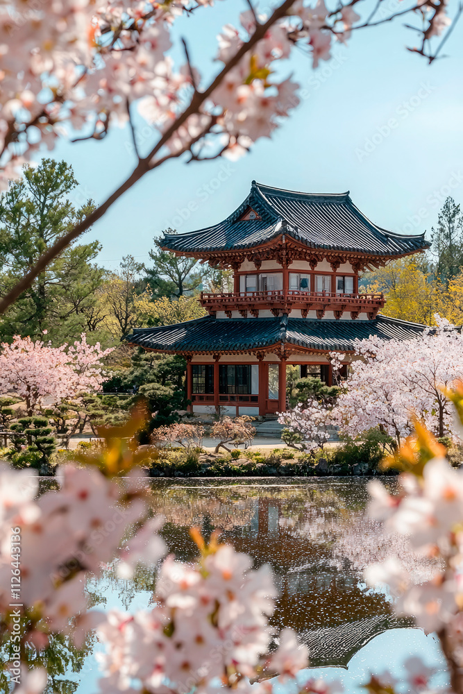 Japanese painting cherry blossom. Selective focus. . Japanese painting cherry blossom. Selective focus. .