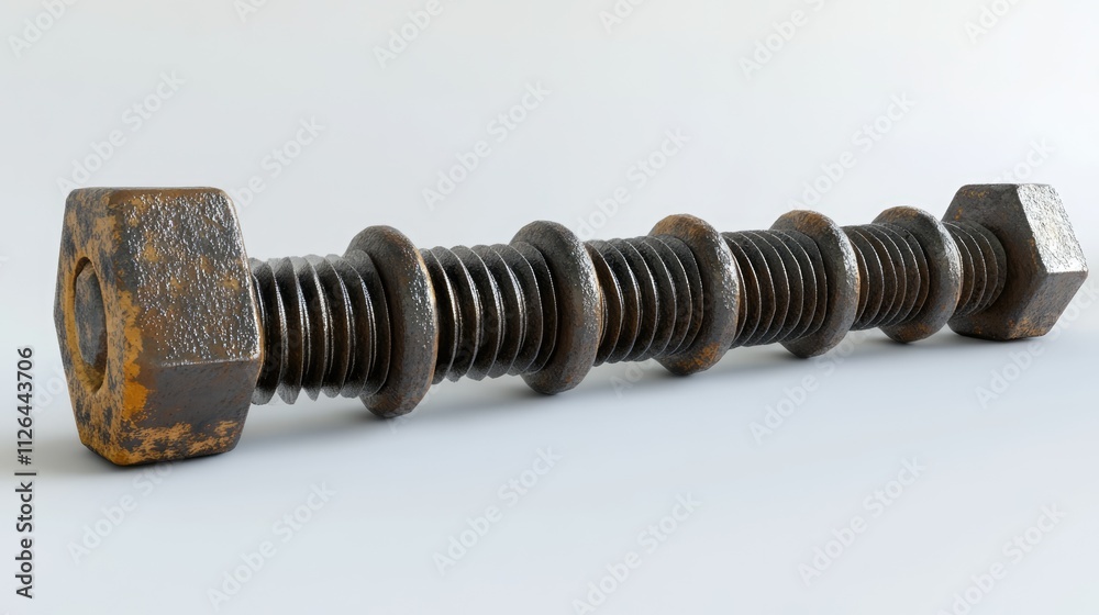 Rusty iron bolts designed for railway infrastructure maintenance and construction showcasing durability and strength in industrial applications. Rusty iron bolts designed for railway infrastructure maintenance and construction showcasing durability and strength in industrial applications.