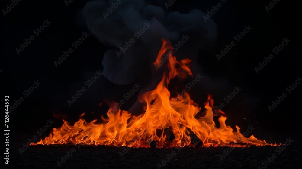 Burning Fire and Flames on Black screen Burning Fire and Flames on Black screen