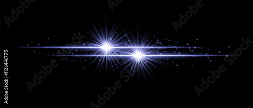 Blue sparkle effect set. Radiant beams, dual glowing light bursts, shimmering particles, and elegant streaks of light for futuristic, creative, and decorative designs.