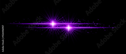 Purple sparkle effect set. Radiant cyan beams, dual glowing light bursts, shimmering particles, and elegant streaks of light for futuristic, creative, and decorative designs.