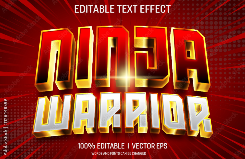 ninja warrior vector 3d text effect with modern style design ninja warrior vector 3d text effect with modern style design