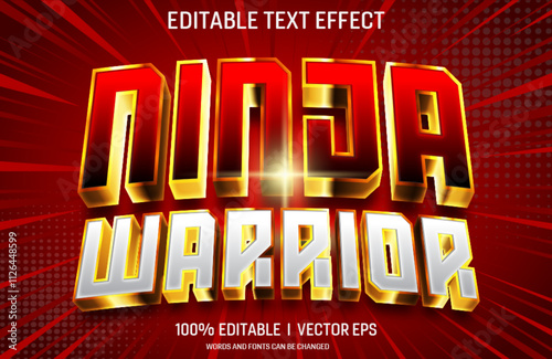 ninja warrior vector 3d text effect with modern style design
