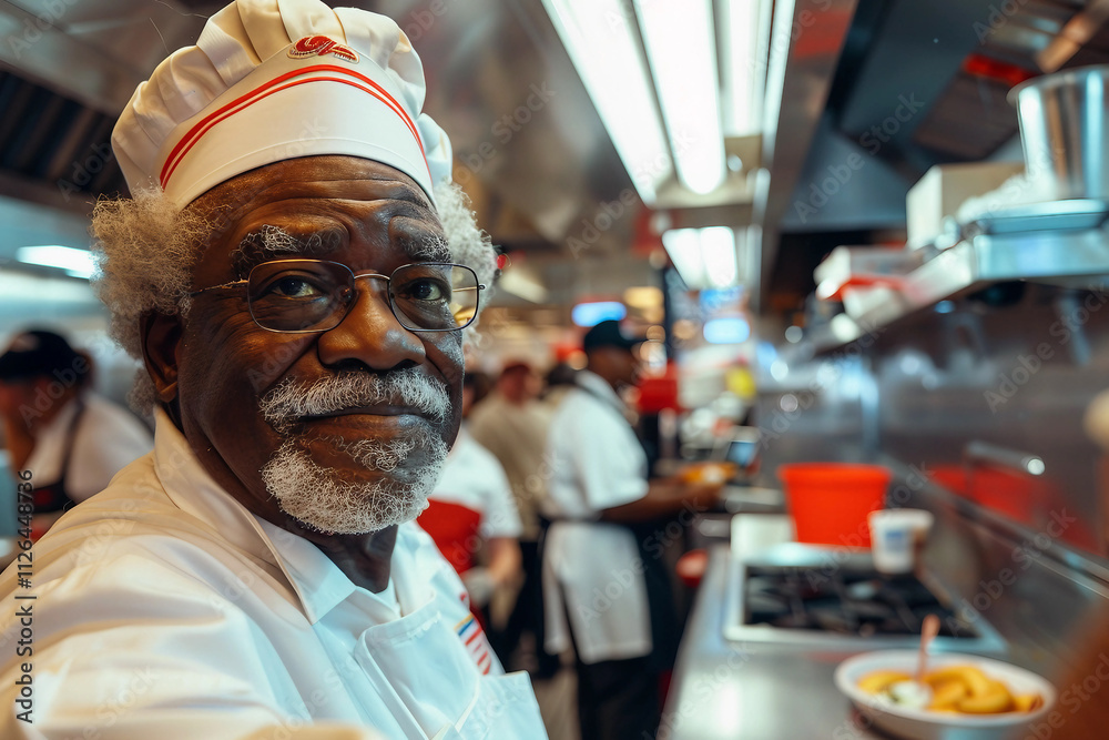 Obraz premium Generative AI Image of an Experienced Chef Preparing Oriental Cuisine in a Fast Food Kitchen