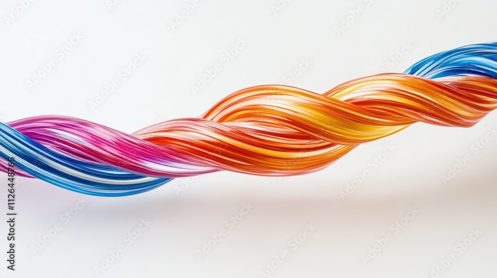 Colorful fiber optic cables intertwined on a white background showcasing vibrant technology and connectivity concepts in a modern design. Colorful fiber optic cables intertwined on a white background showcasing vibrant technology and connectivity concepts in a modern design.