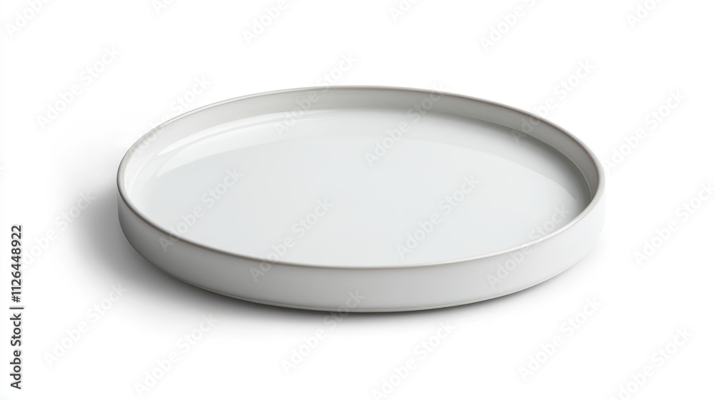 Minimalist empty round plate for main courses isolated on white background top view perfect for restaurant or culinary presentations Minimalist empty round plate for main courses isolated on white background top view perfect for restaurant or culinary presentations